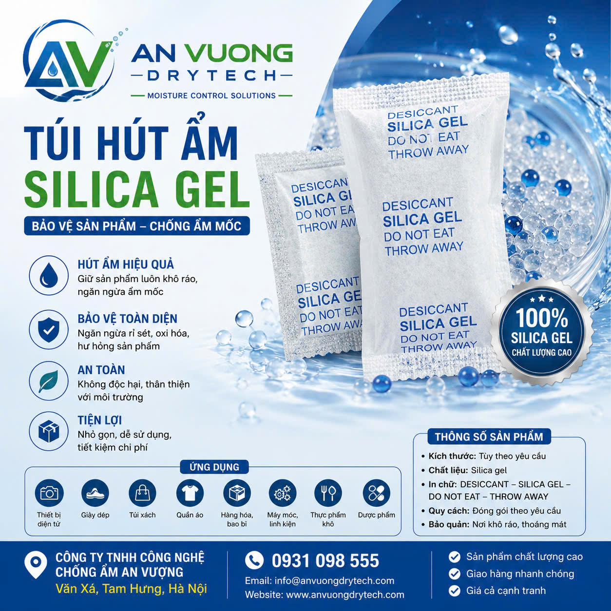 Gói hút ẩm Silica Gel 2-10g vải không dệt - Ảnh 4